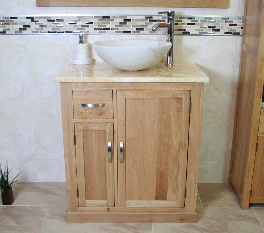 Single Basin Marble Top Vanity Unit with Storage