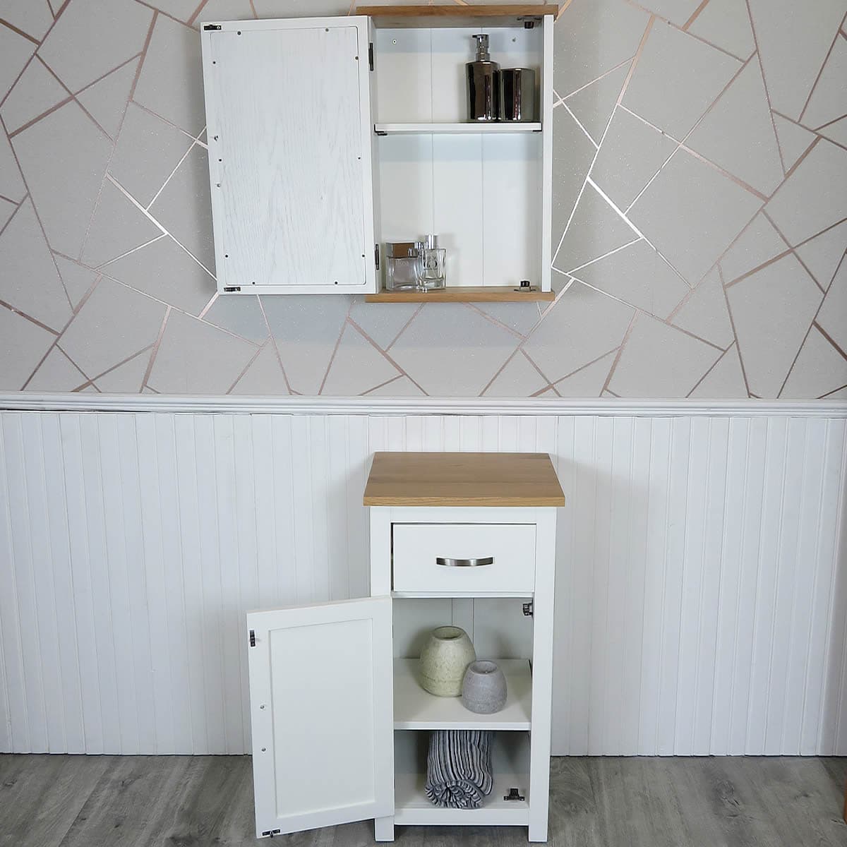 Photo inspiration: Visual Reference: White Painted Oak Top Bathroom Storage Unit 300P