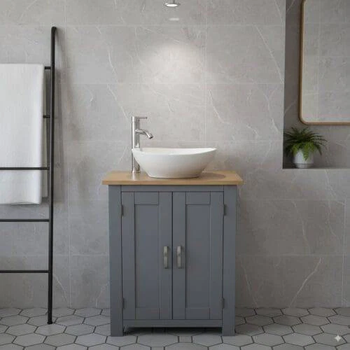 Painted Units With Oak Tops