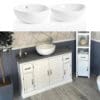 Off White Painted Grey Quartz Top Ceramic Basin Choice 402PGQCBCX1 | Oval Ceramic