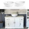 Off White Painted Vanity White Quartz Top Ceramic Basin Unit 402PWQCBCX1