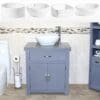 Grey Painted Vanity | Grey Quartz & Top Ceramic Basin Unit 502GGQCBC