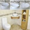White Marble Top Grey Painted Corner Vanity Ceramic Basin Unit 501GWWMCBC