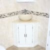 Off White Painted Cream Marble Top Corner Vanity Cream Marble Basin 501BPCM25CM