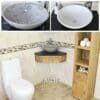 Black Quartz Top Corner Vanity Marble Basin Unit 501WBQSBC