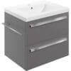 Monaco 615mm Wall Hung Basin Unit & Basin - Matt Urban Grey