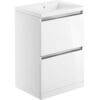 Liberte 615mm 2 Drawer Floor Standing Basin Unit Inc. Basin - White Gloss
