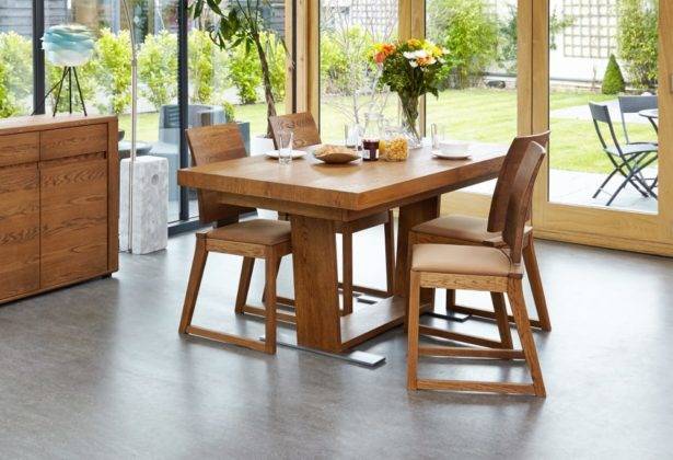 Olten Extendable Dining Room Table - Oak Finish Oak Olten Extendable Dining Room Table