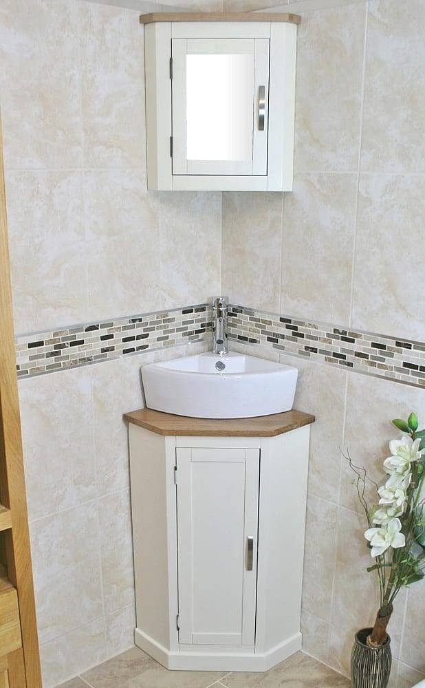 Corner Vanity Unit and Wall Hung Oak Painted Cabinet Corner Vanity Unit with Basin