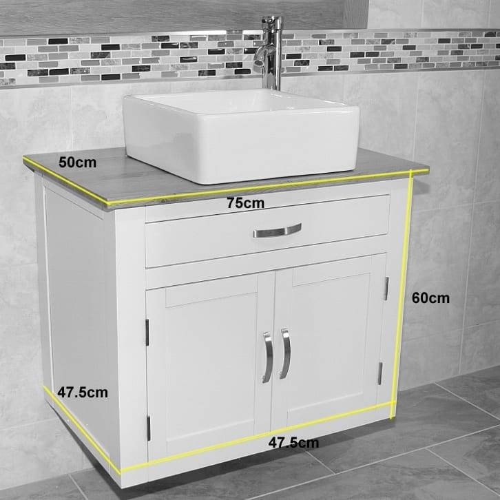 Length, Width and Depth Measurements of Floating Painted Vanity Unit Painted Floating Basin Vanity Unit Measurements