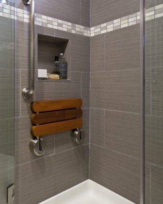 Stylish Fold-Away Wooden Shower Seat Shower Seat Folded Away