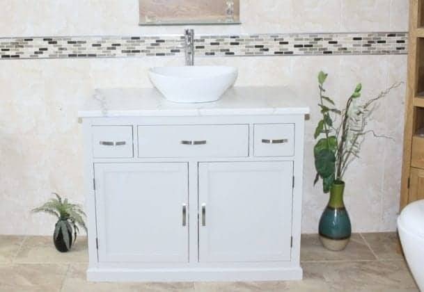 Marble Topped Painted Oak Vanity Unit with Ceramic Basin Painted Vanity Unit with Marble Top