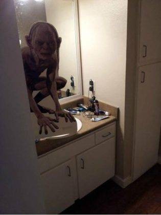 My Precious Sink - Smeagol Cardboard Cut-Out Smeagol Cut-Out on Sink