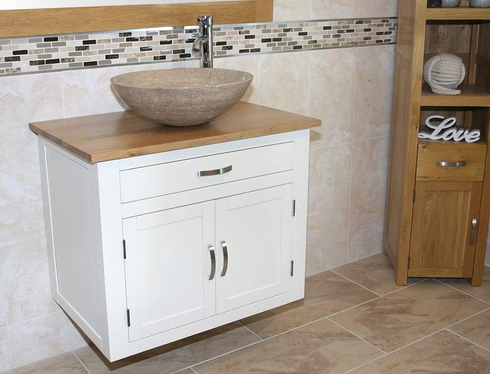 Wall Hung Basin Vanity Unit Painted Vanity Unit with Stone Basin