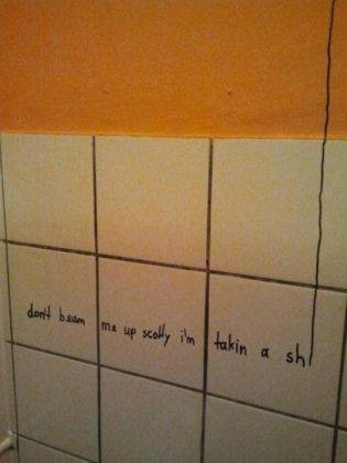 Wise Words Graffiti-ed on Bathroom Tiles€