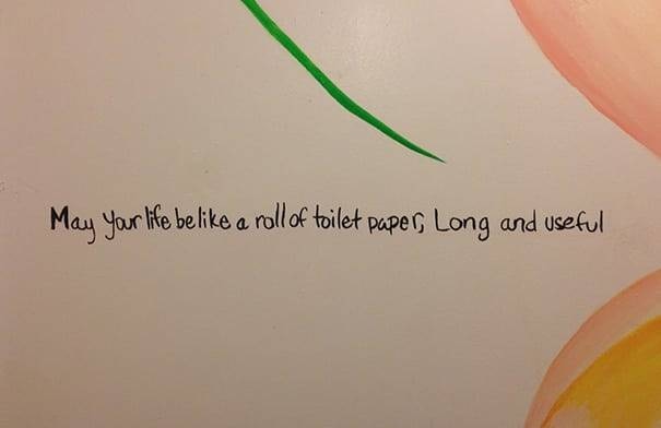 Inspiration on Bathroom Wall. Wise Words Scribbled on Public Toilet Wall
