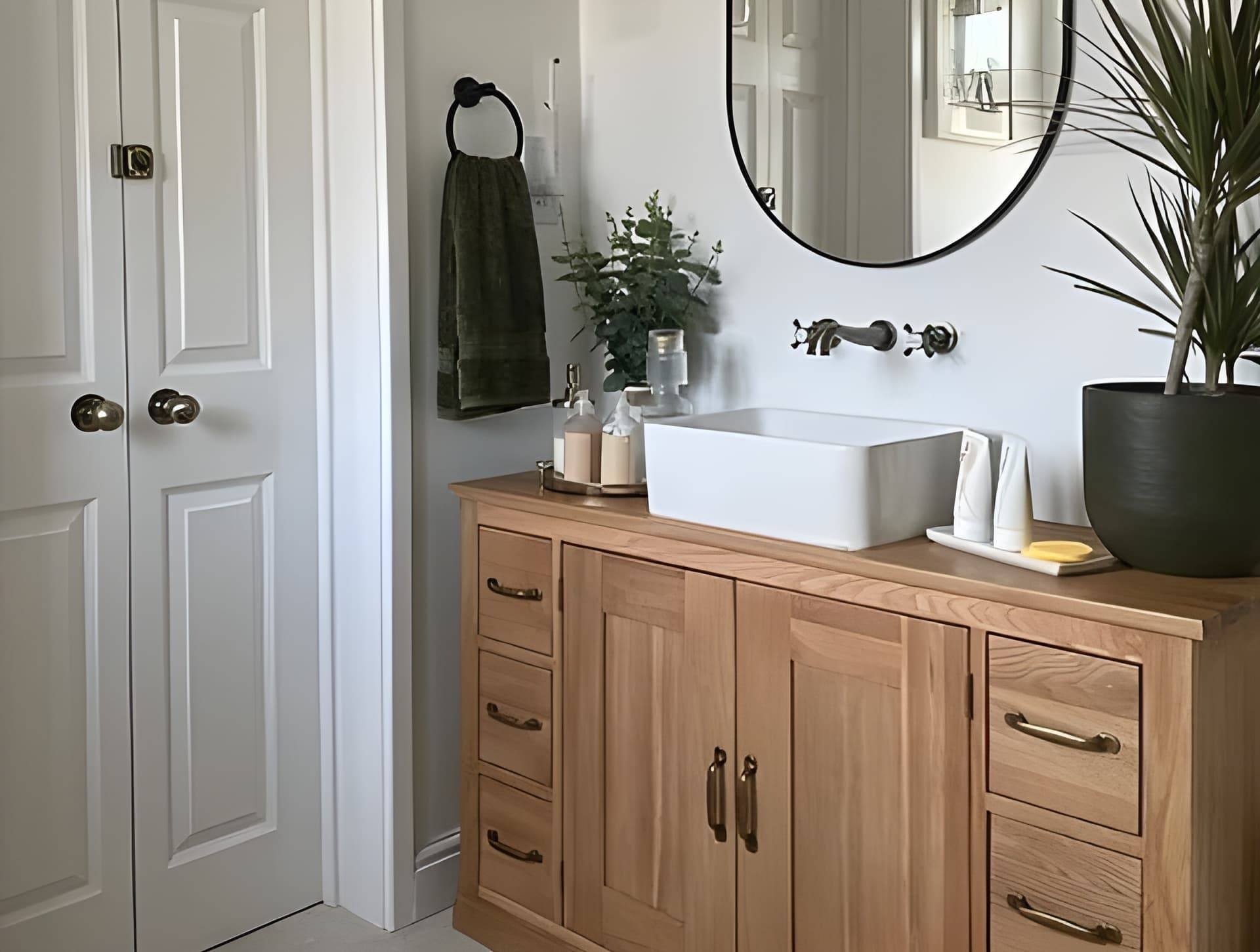 Stylish 02b Oak Vanity Unit and CB035 Ceramic Basin