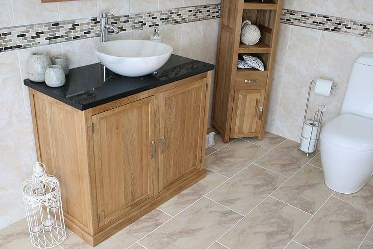 Bathroom Vanity Unit 100cm Solid Oak