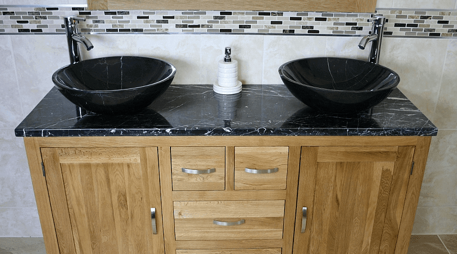 Black Marble Top & Black Marble Basins 
