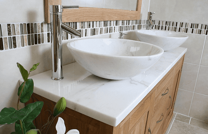 White Marble Top & White Marble Basins 