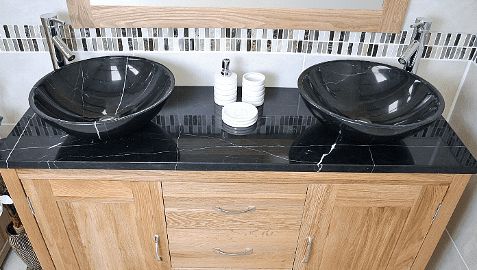 black marble basin vanity unit bathroom