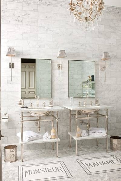 French style bathroom with double basin