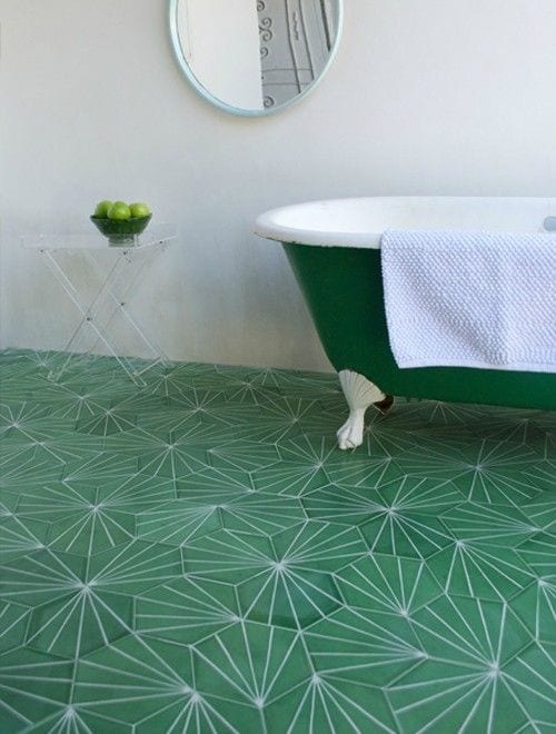 green tiles bathroom bath spring