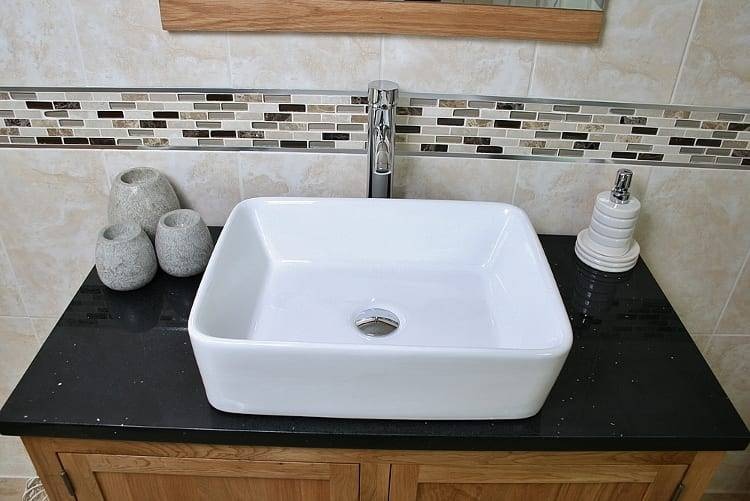 ceramic basin - bathroom vanity unit solid oak