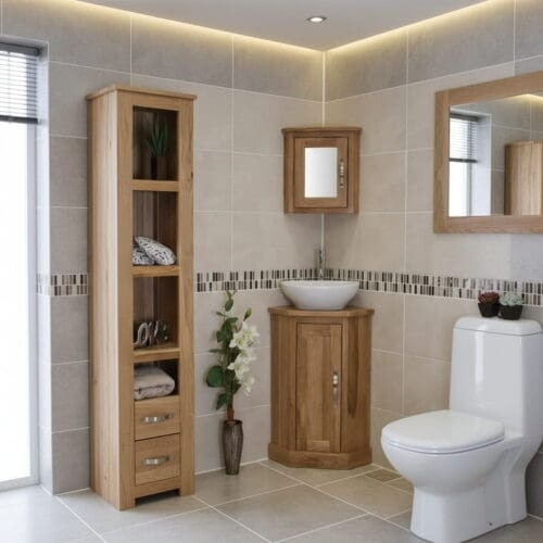 Compact Vanity with Oak Top