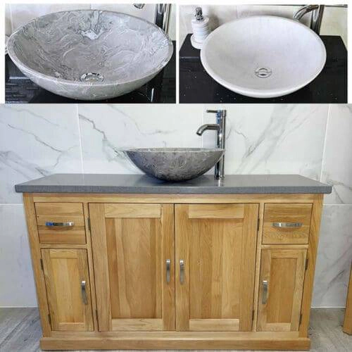Oak Vanity Sets with Stone Basin