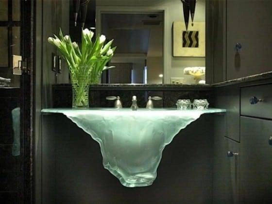 Unusual Deep Iceberg Basin with Hot & Cold Taps Unusual Iceberg Shaped Bathroom Basin