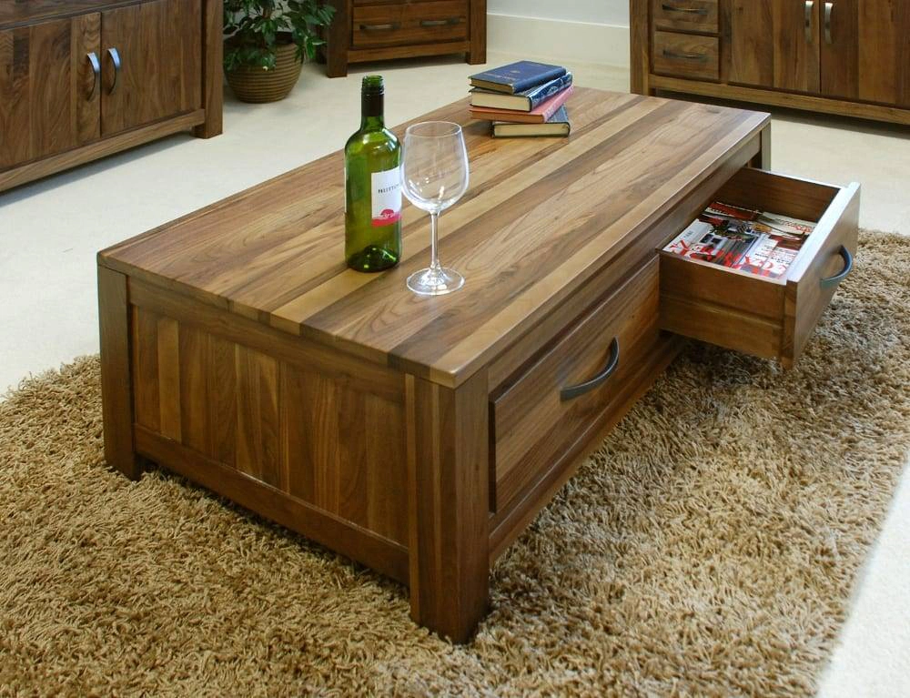 Stunning Walnut Coffee Table from the Mayan Range Side View of the Mayan Walnut Coffee Table