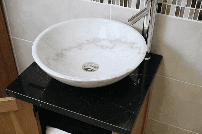 Black Marble Top & White Marble Basin 309B025W