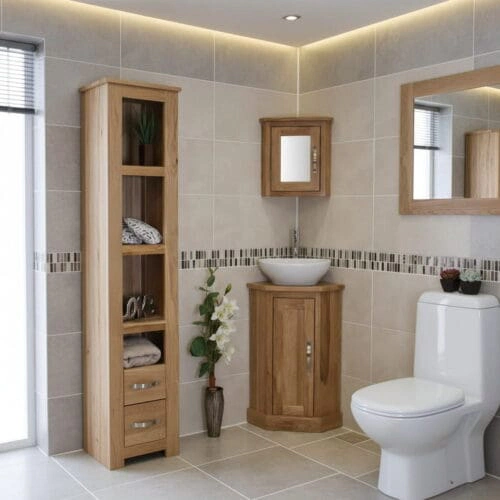 Compact Vanity with Oak Top